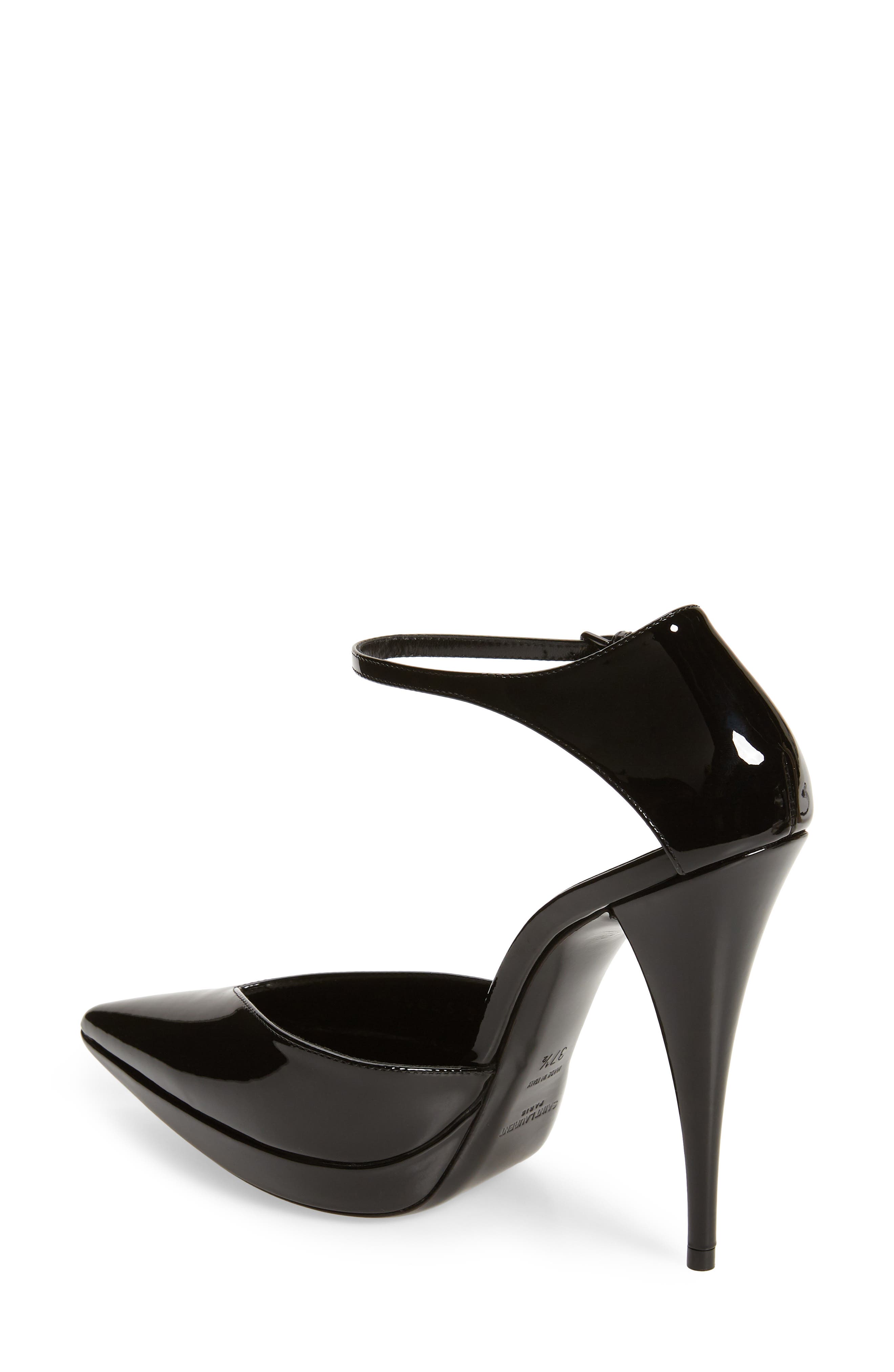 Saint Laurent Zizi Ankle Strap Pointed Toe Platform Pump, Alternate, color, 