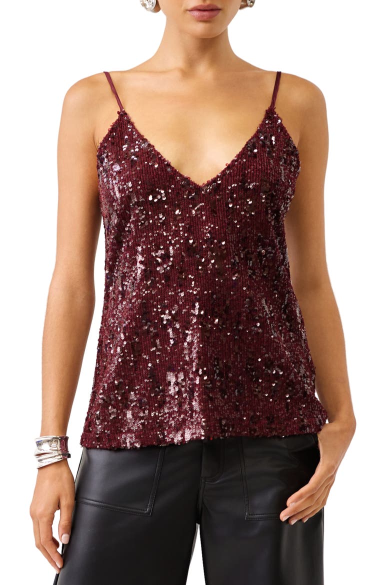 Leah Sequin Camisole, Main, color, MERLOT