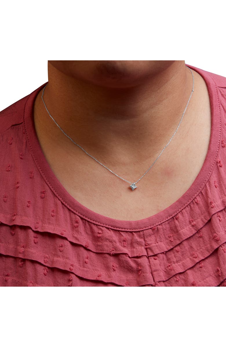 Haus of Brilliance 10K Gold 1/10 Cttw Bezel Set Solitaire Princess Diamond Kite Shaped Pendent Necklace, Alternate, color, White