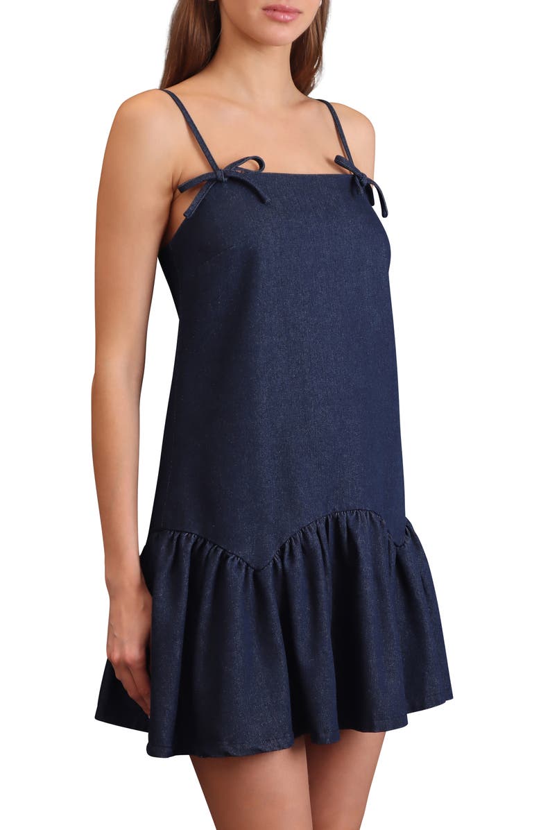 Avec Les Filles Drop Waist Denim Minidress, Alternate, color, Rinse Wash