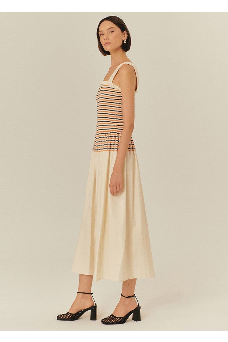 Opal Midi Dress, Alternate, color, Orange Striped