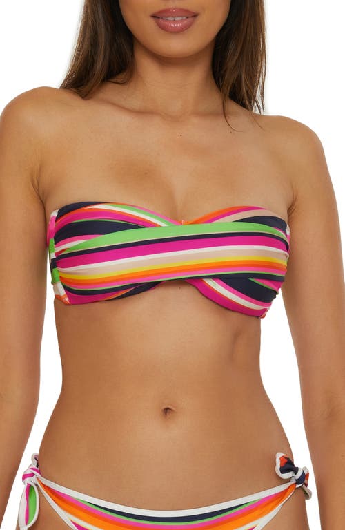 Trina Turk Stripe Twist Front Bandeau Bikini Top In Multi
