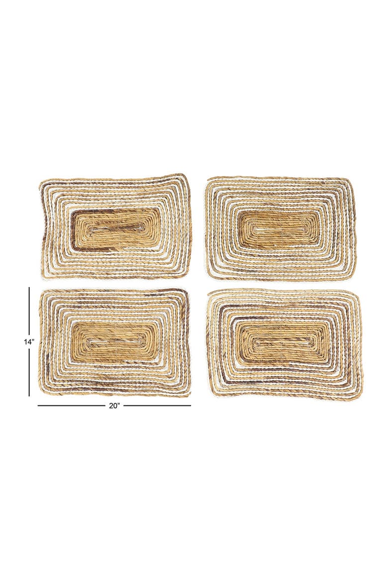 Rectangular Striped Brown Banana Leaf Wicker Placemat - Set of 4, Alternate, color, BROWN