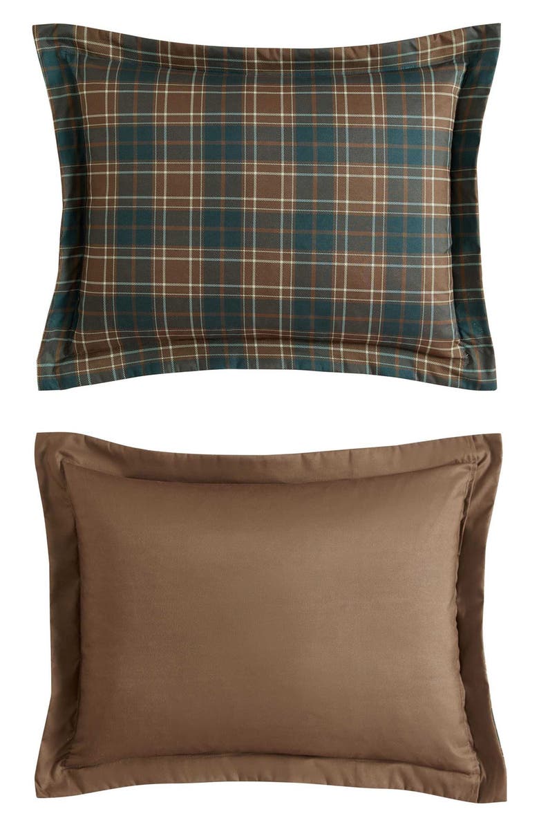 Eddie Bauer Huntley Plaid Reversible Microfiber Comforter Set, Alternate, color, Brown Check