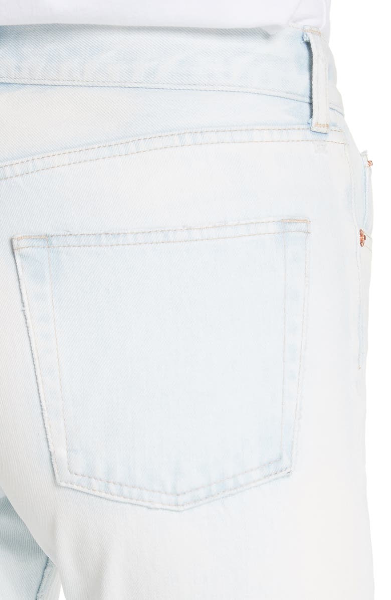 Balenciaga Destroyed Hem Straight Leg Jeans, Alternate, color,