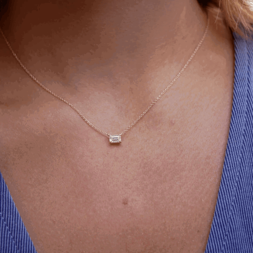 Hollywood Sensation Nightfall Glow Necklace With Emerald-cut Cubic Zirconia Pendant In Gold