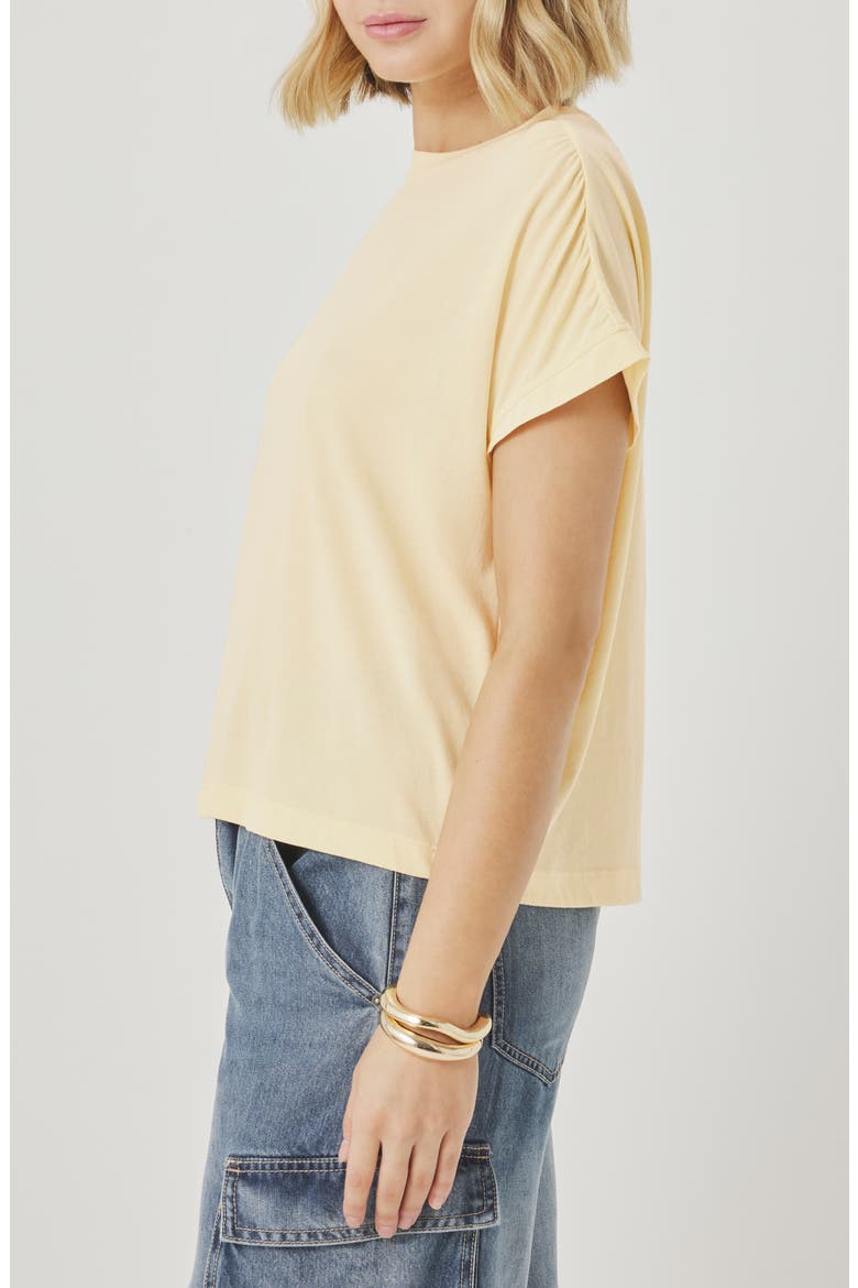 Rebecca Shirred Sleeve Cotton Blend T-Shirt, Alternate, color, HONEYSUCKLE BEIGE