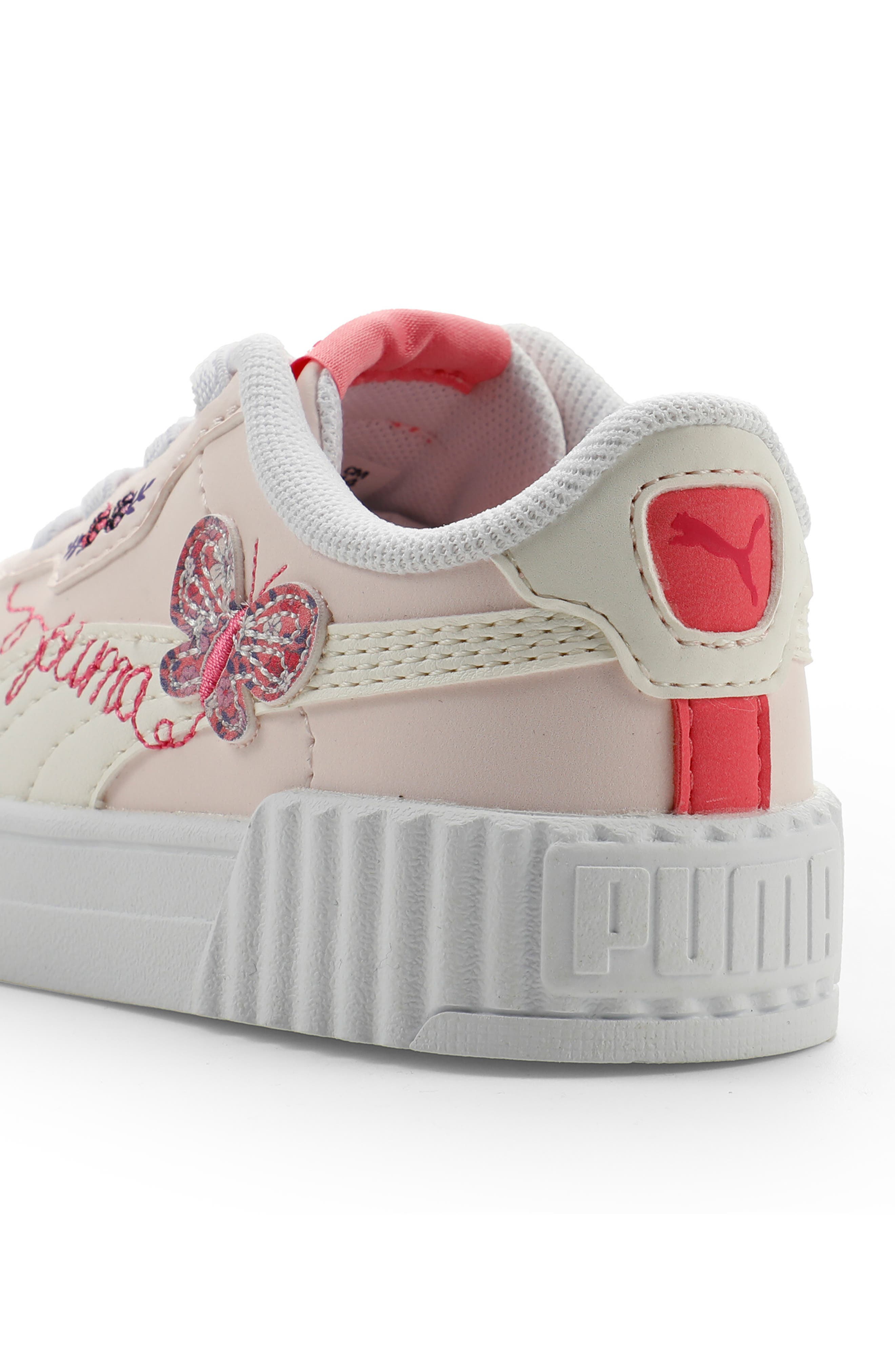 PUMA Kids' Carina 3.0 Crafty Butterfly Low Top Sneaker, Alternate, color, Jasmine Flower/ White/ Rose