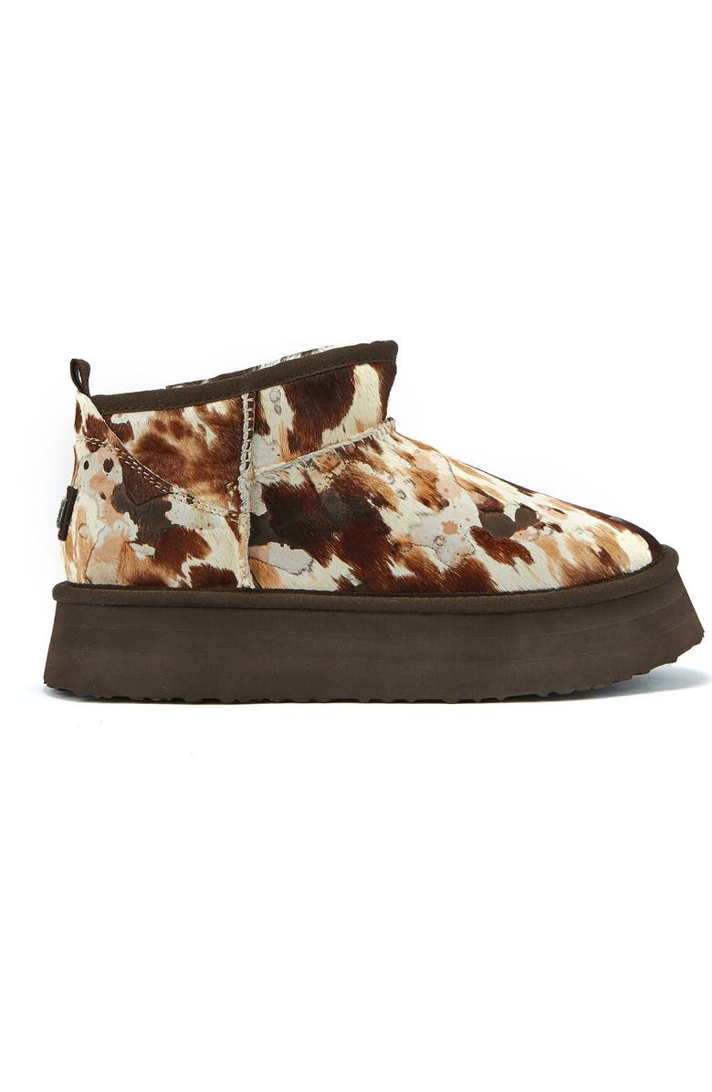 Australia Luxe Collective Cosy Genuine Shearling & Calf Hair Ultra Platform Bootie, Alternate, color, Splat