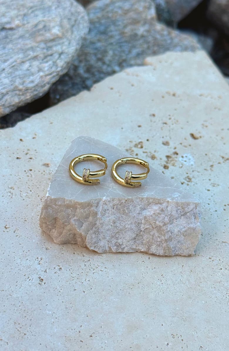 Adornia Cubic Zirconia Nail Huggie Hoop Earrings, Alternate, color, 