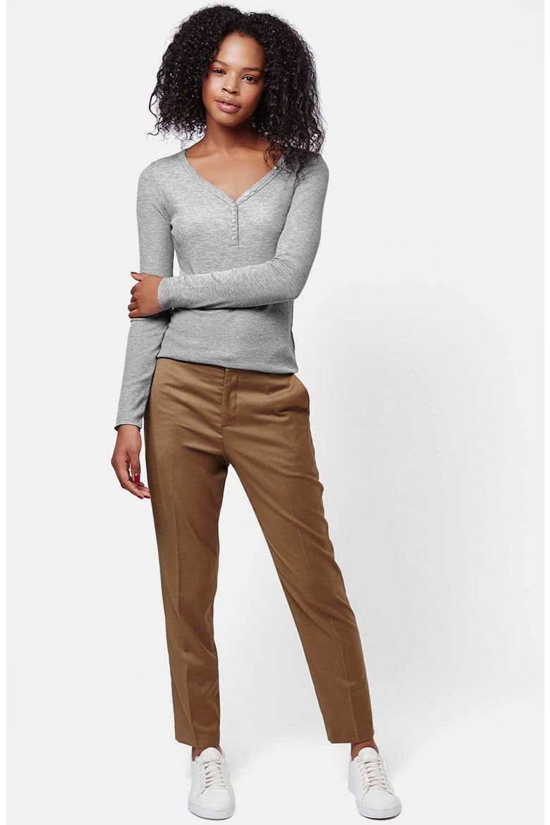 'Granddad' Ribbed Henley Top, Alternate, color, GREY