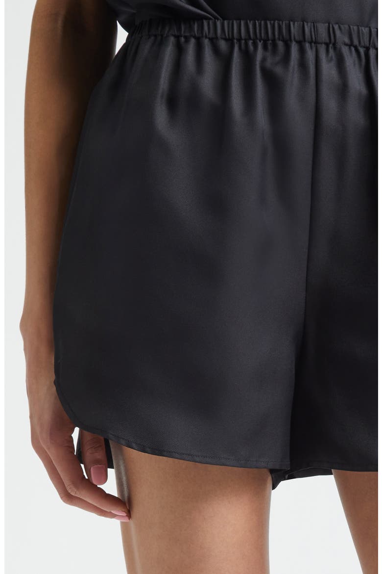 Cabo Elastic Waist Silk Twill Shorts, Alternate, color, BLACK