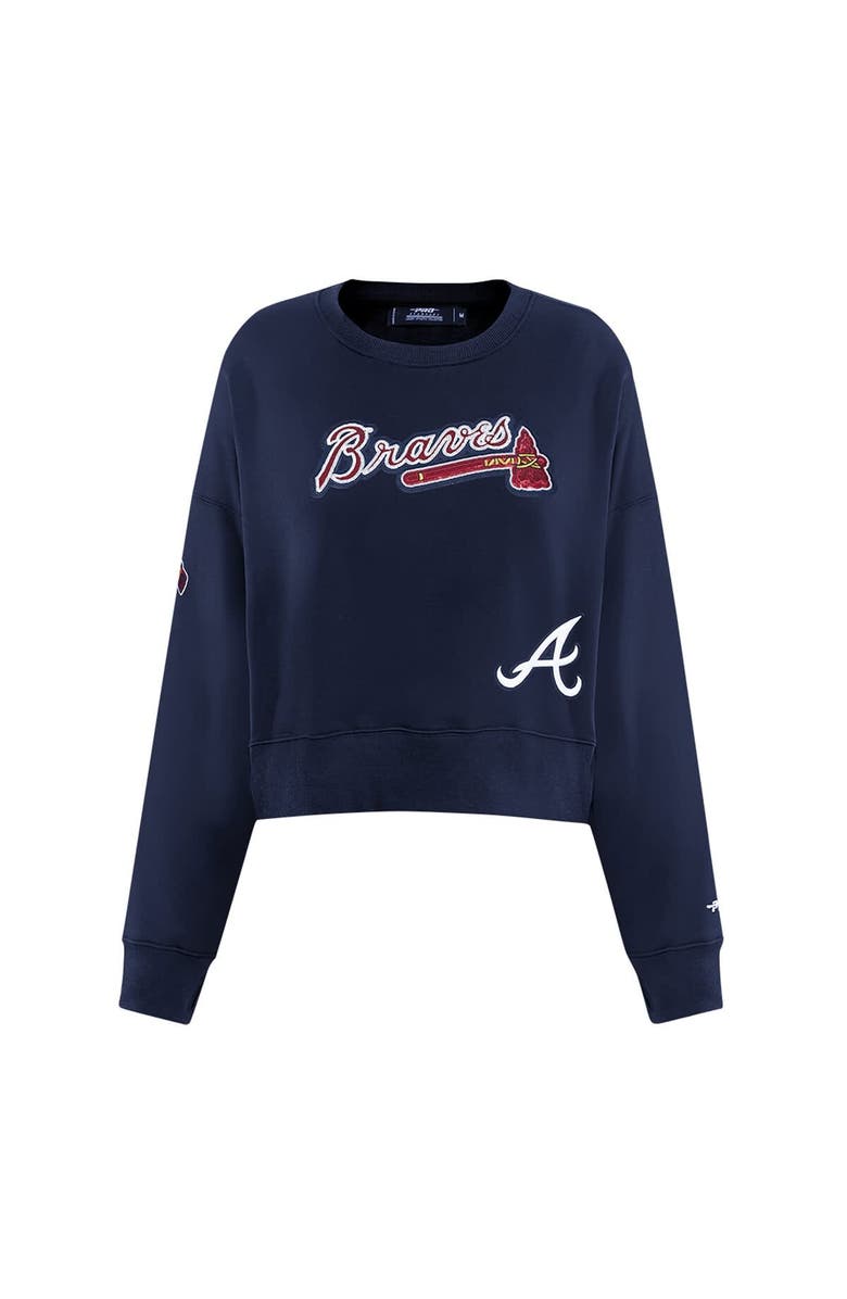 PRO STANDARD Women's Pro Standard Navy Atlanta Braves Game Day Classics Crewneck Pullover Sweatshirt, Alternate, color, 