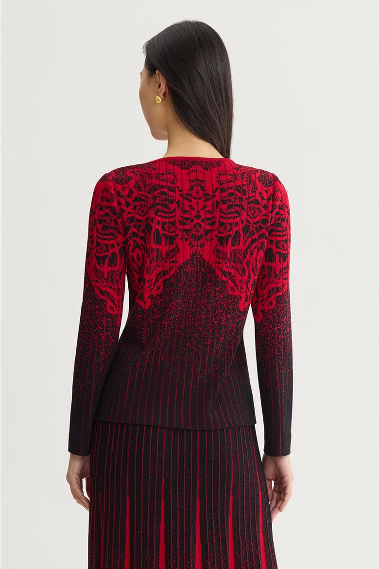 Jacquard Soft Faux Ribbed Knit Top, Alternate, color, Holiday/Black