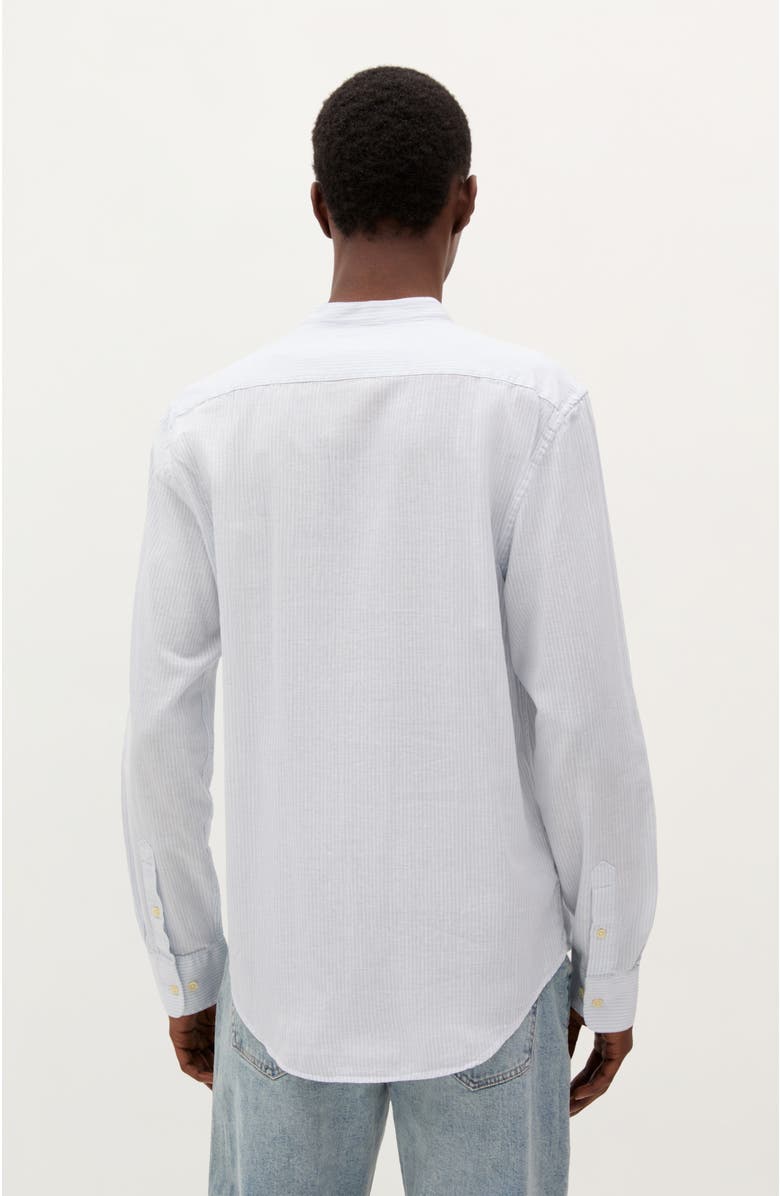 Scalpers Striped Linen Mao Shirt, Alternate, color, Skyblue Stripes