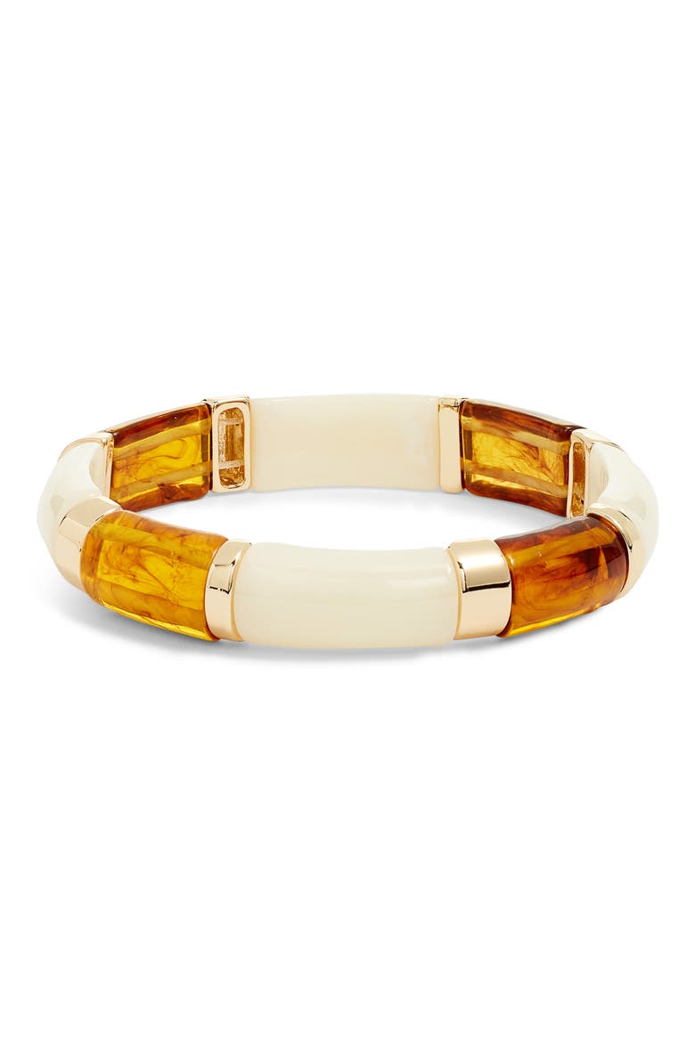 Resin Stretch Bracelet, Main, color, IVORY- BROWN- GOLD