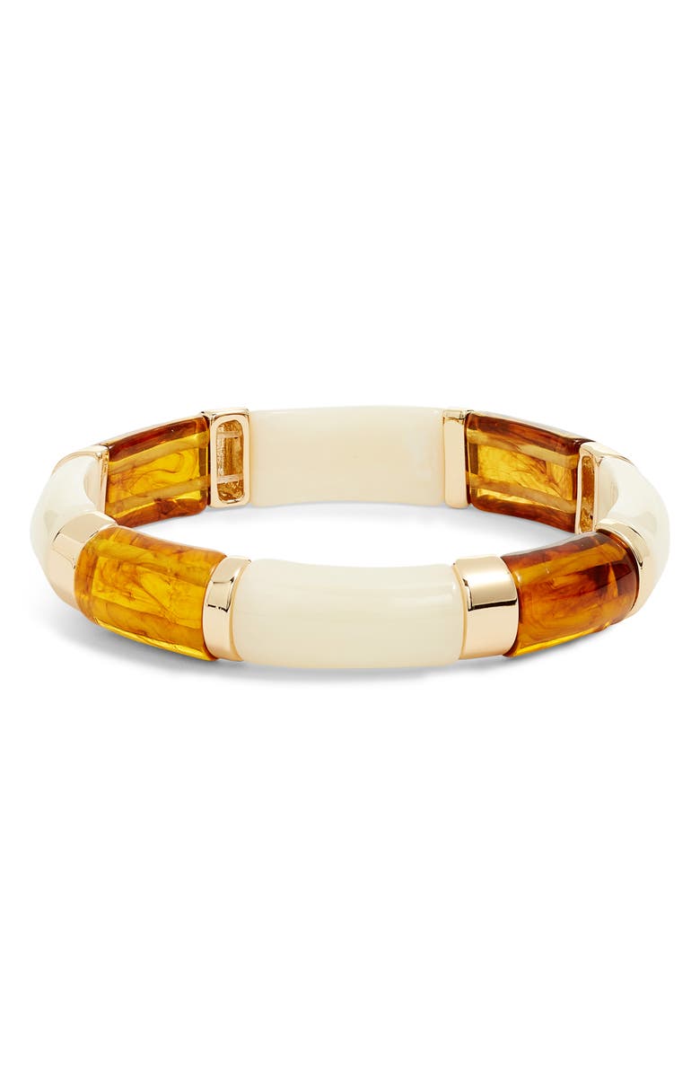 Nordstrom Resin Stretch Bracelet, Main, color, Ivory- Brown- Gold