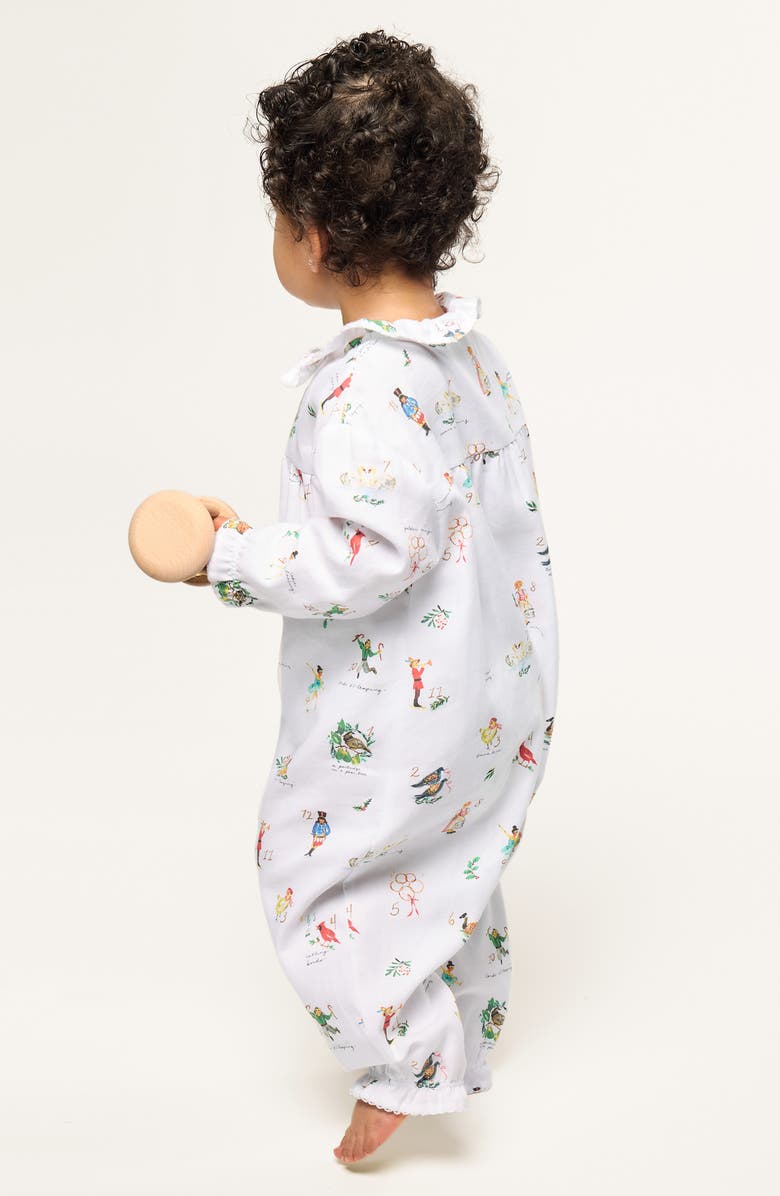 Petite Plume Madeline 12 Days of Christmas One-Piece Brushed Twill Pajamas, Alternate, color, White