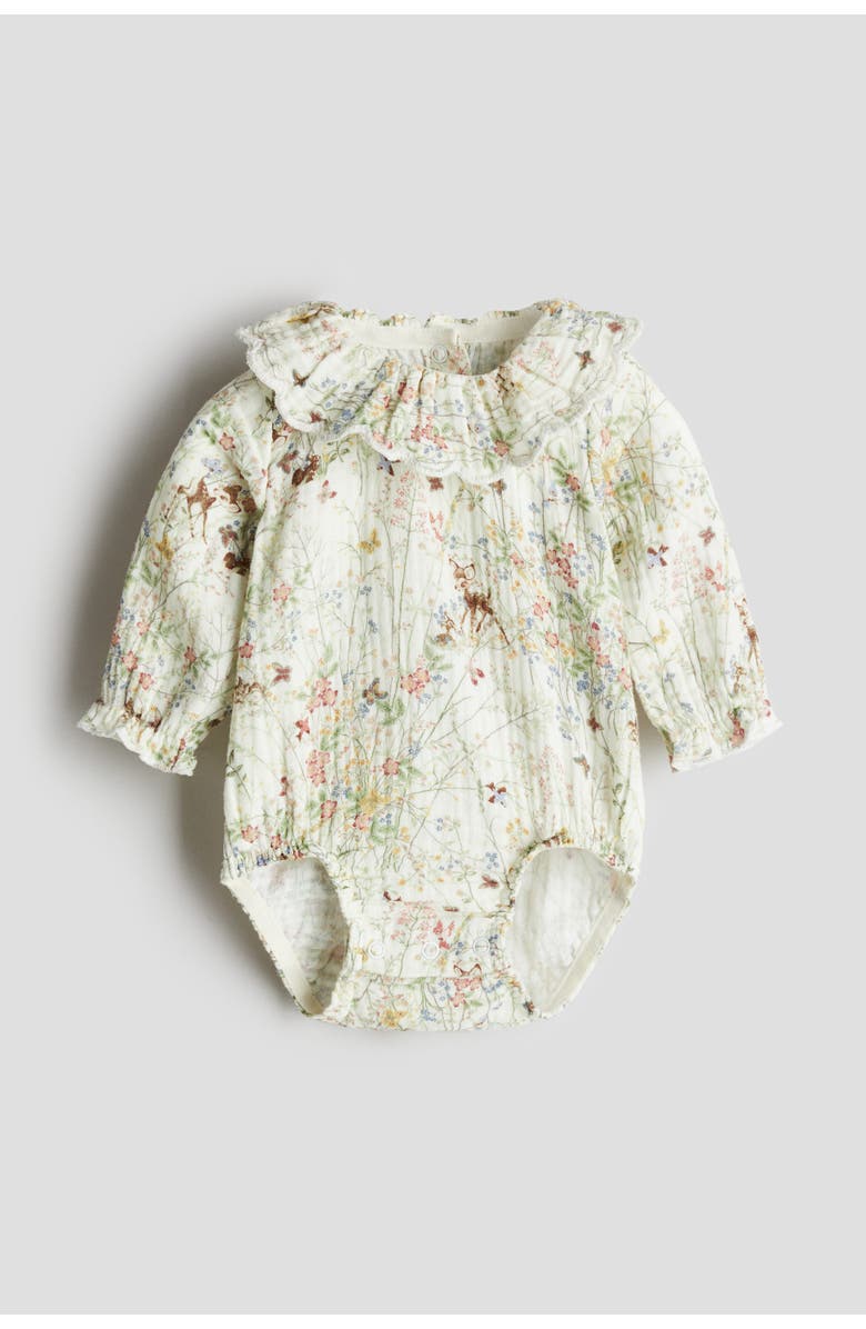 H&M Printed Muslin Romper Suit, Main, color, 