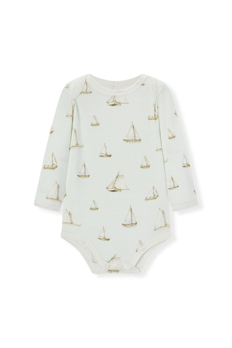 Organic Cotton Long Sleeve One Piece, Alternate, color, Sailboat Melody