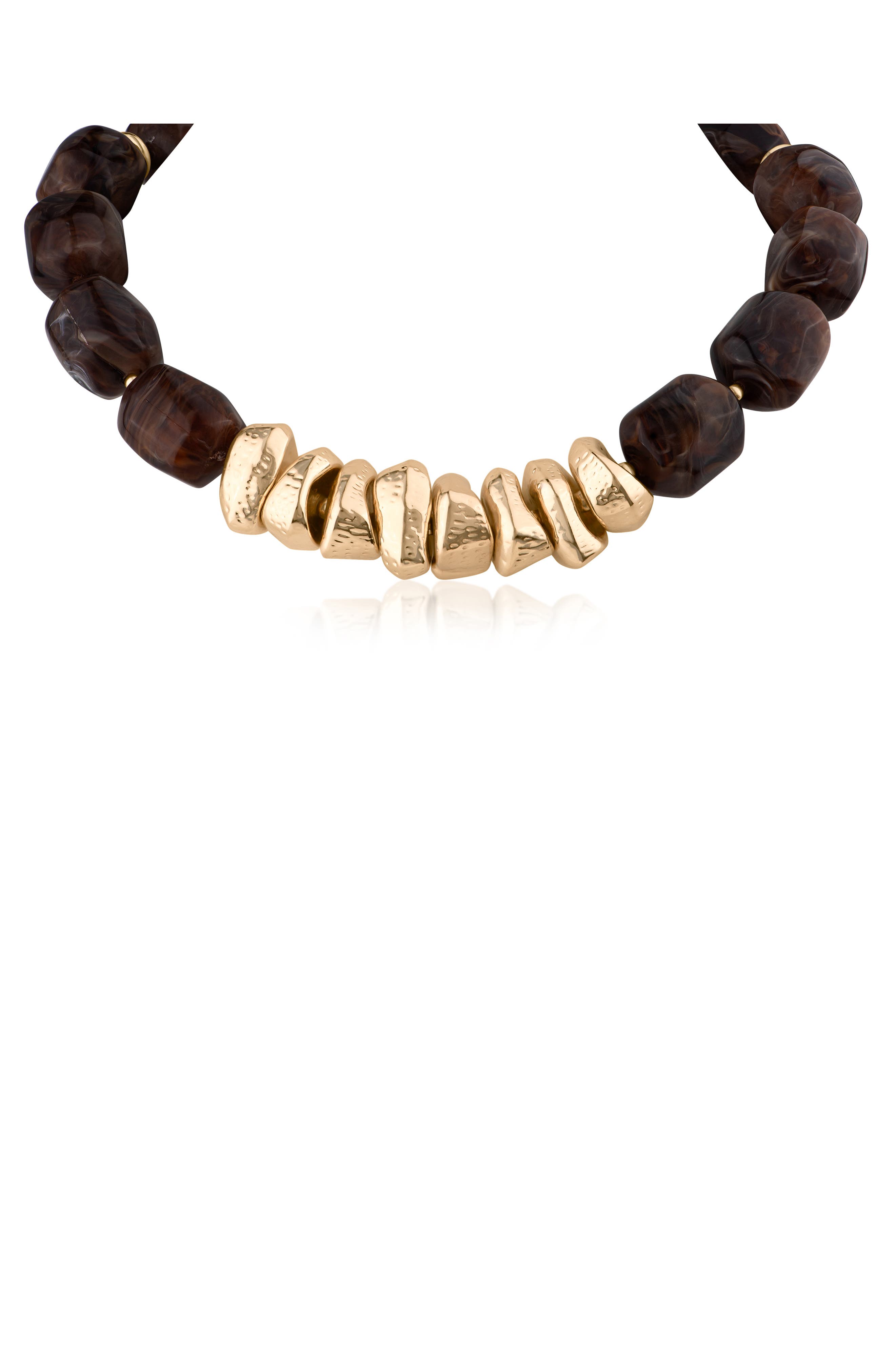Marbled Resin and Goldtone Nugget Necklace