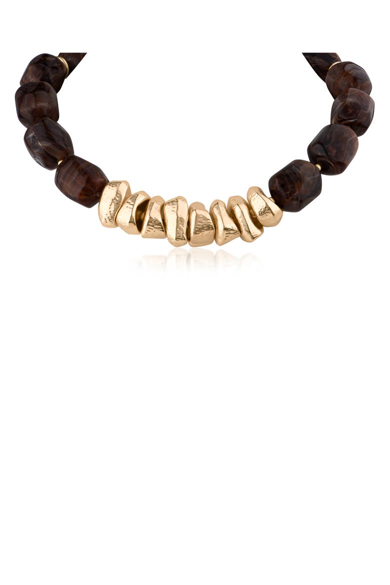 Marbled Resin and Goldtone Nugget Necklace, Main, color, TORTOISE/ GOLD