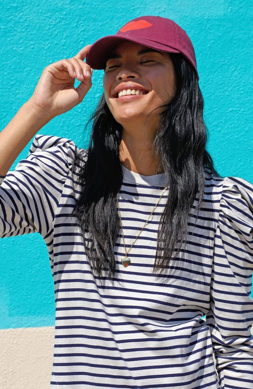 Clare V . Lips Graphic Baseball Cap In Burgundy