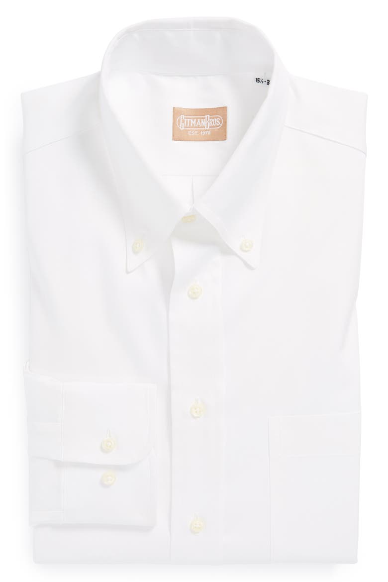 Regular Fit Pinpoint Cotton Oxford Button Down Dress Shirt, Alternate, color, WHITE