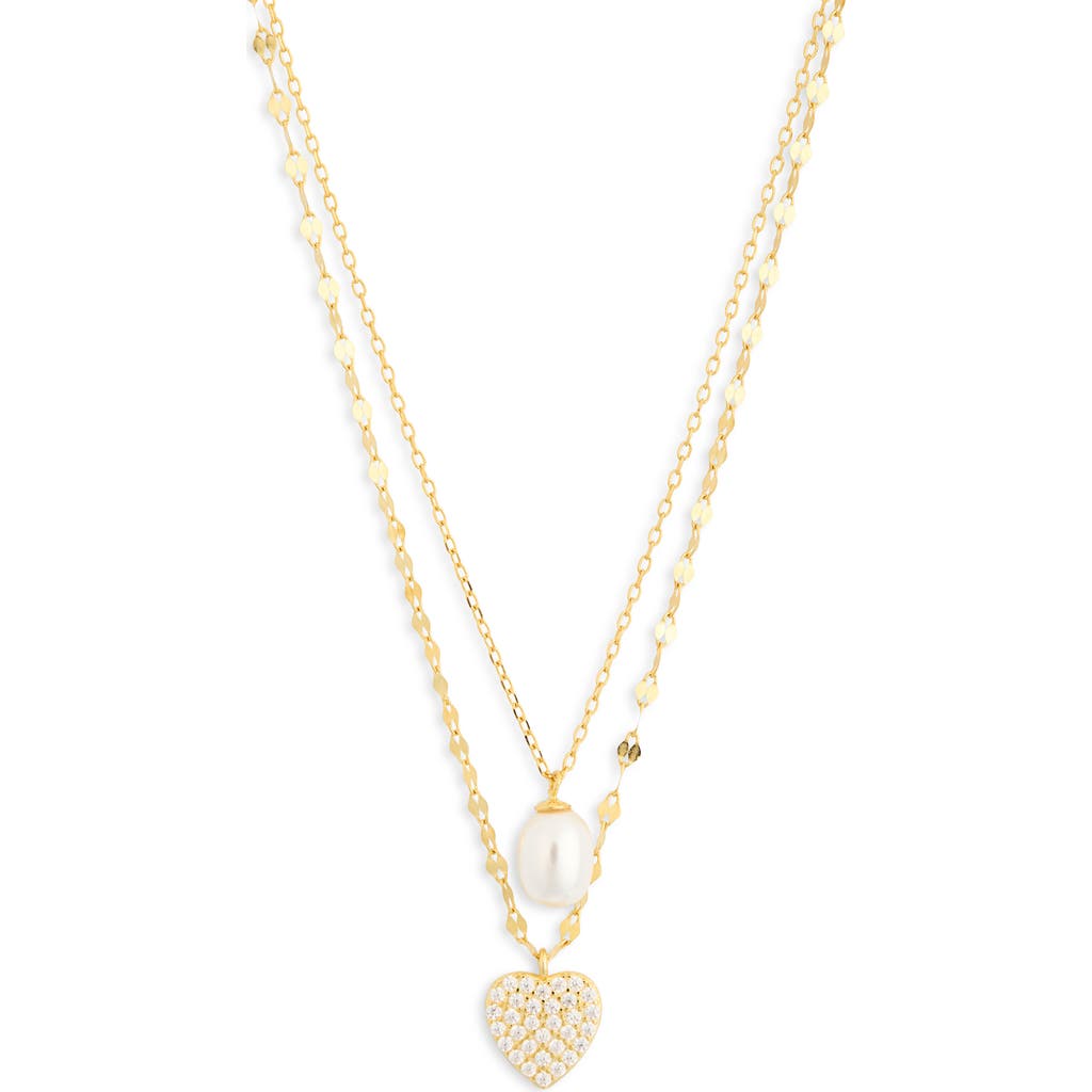 Argento Vivo Set Of 2 Cz & Faux Pearl Pendant Necklace In Gold