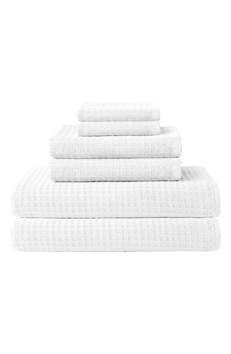 Uchino Waffle Twist 6-Piece Cotton Bath Towel, Main, color, White