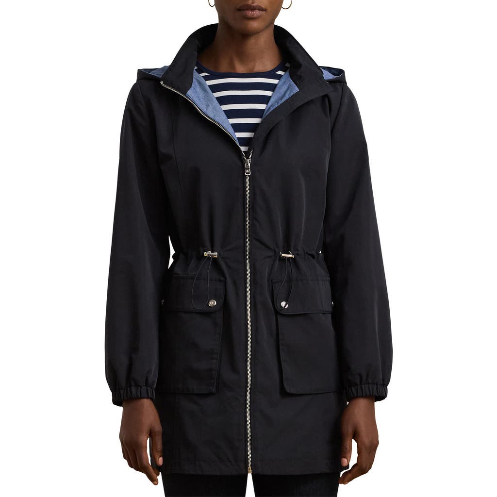 Ralph Lauren Lauren Cinch Waist Hooded Anorak Jacket In Dk Navy