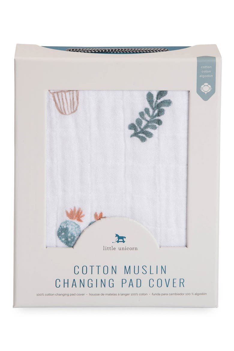 Cotton Muslin Changing Pad Cover, Alternate, color, PRICKLE POT
