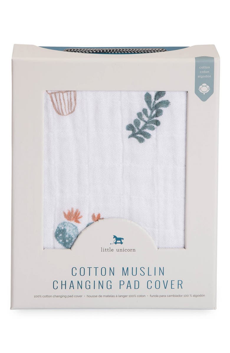 little unicorn Cotton Muslin Changing Pad Cover, Alternate, color, Prickle Pot