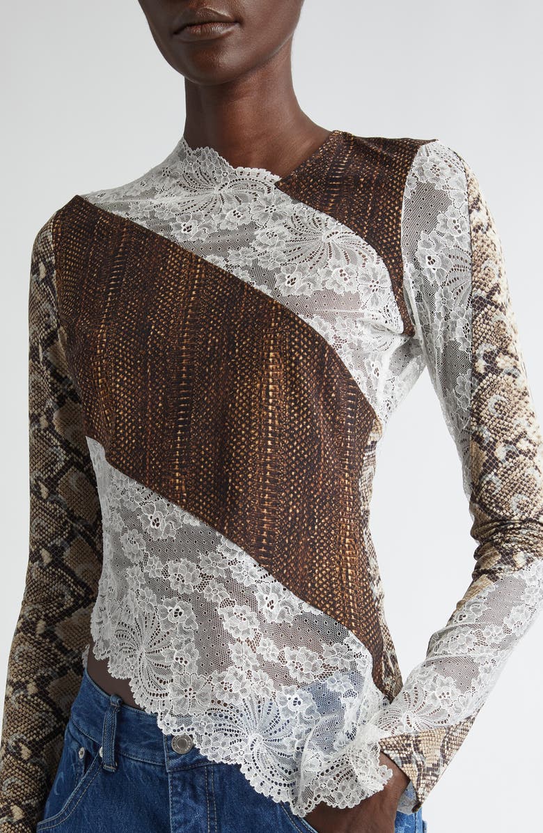 Marine Serre Asymmetric Mixed Media Top, Alternate, color, 