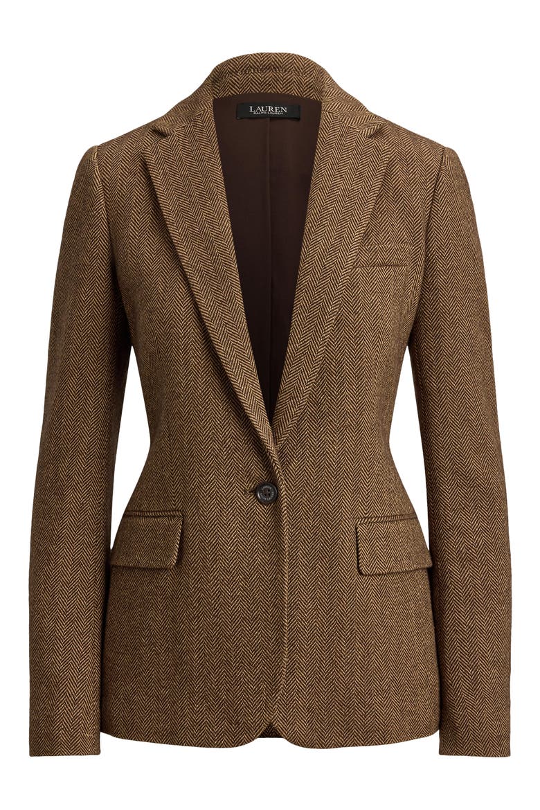 Herringbone Blazer, Alternate, color, BROWN/ MULTI