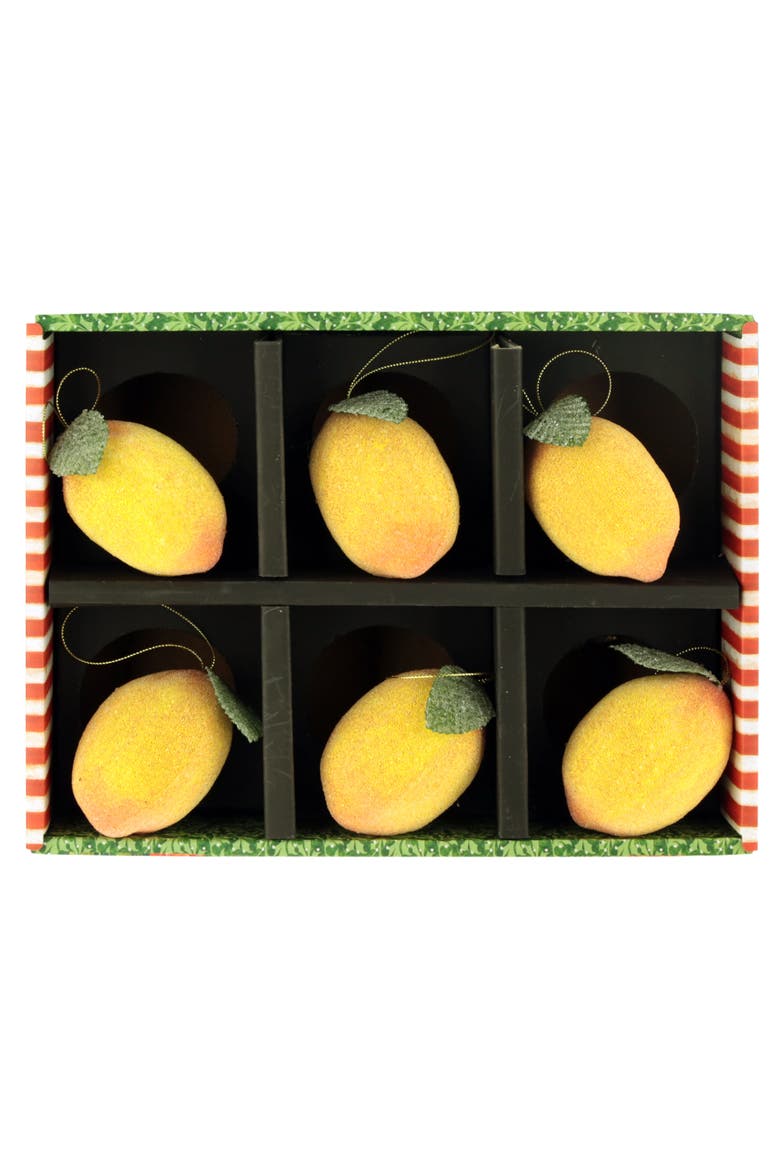 Frosted Lemon Ornament , Box of 6, Alternate, color, Yellow
