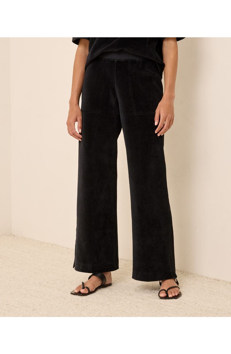 Pact Organic Cotton Pure Velour Wide Leg Pant, Main, color, Black