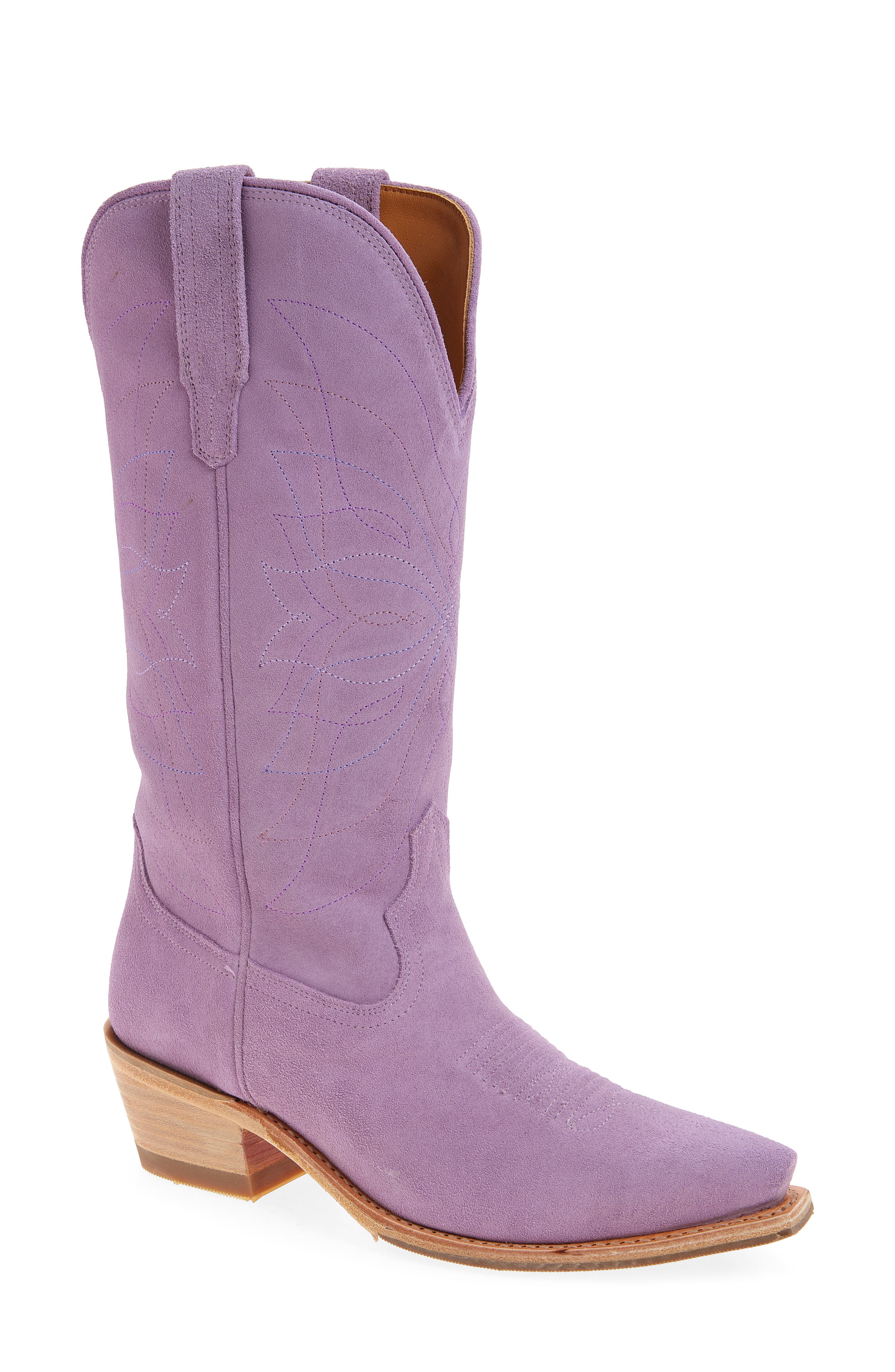 Tecovas The Annie Monarch Suede Western Boot, Main, color, Lavender