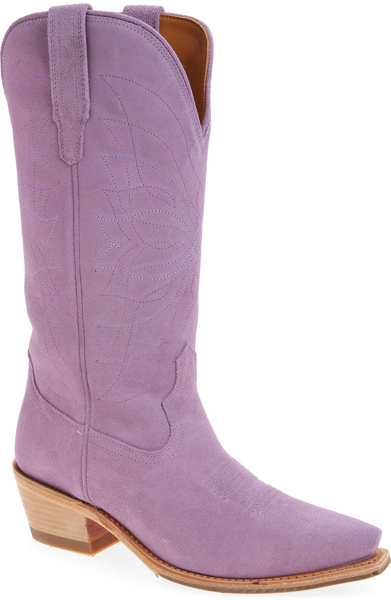 Tecovas The Annie Monarch Suede Western Boot, Main, color, Lavender