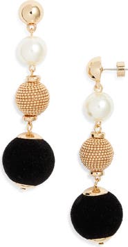Nordstrom Orb Velvet & Faux Pearl Drop Earrings