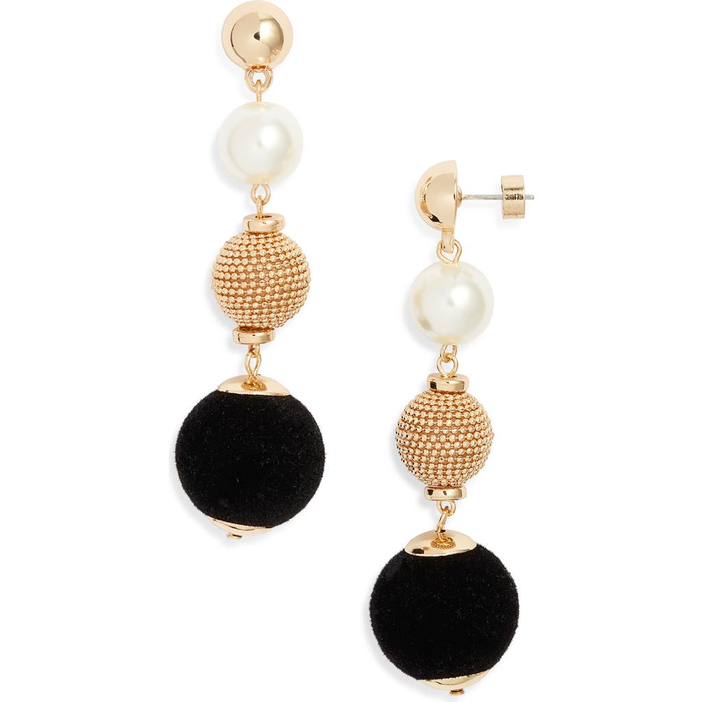 Nordstrom Orb Velvet & Faux Pearl Drop Earrings