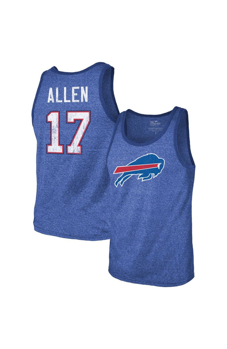 Majestic Threads Men's Majestic Threads Josh Allen Royal Buffalo Bills Name & Number Tri-Blend Tank Top, Main, color,
