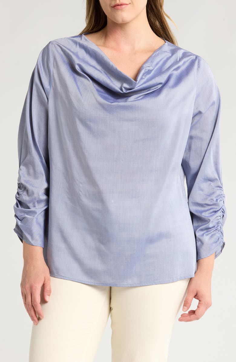 HARSHMAN Dania Ruched Draped Neck Top, Main, color, 