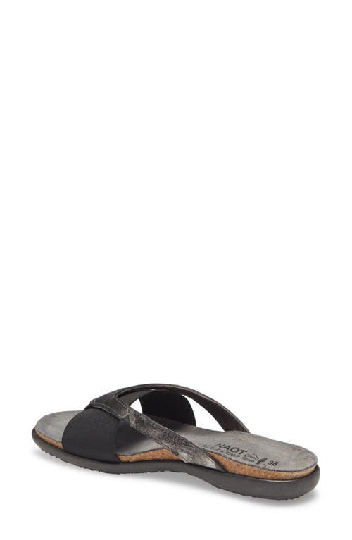 Naot Penelope Flip Flop In Metallic Onyx Leather