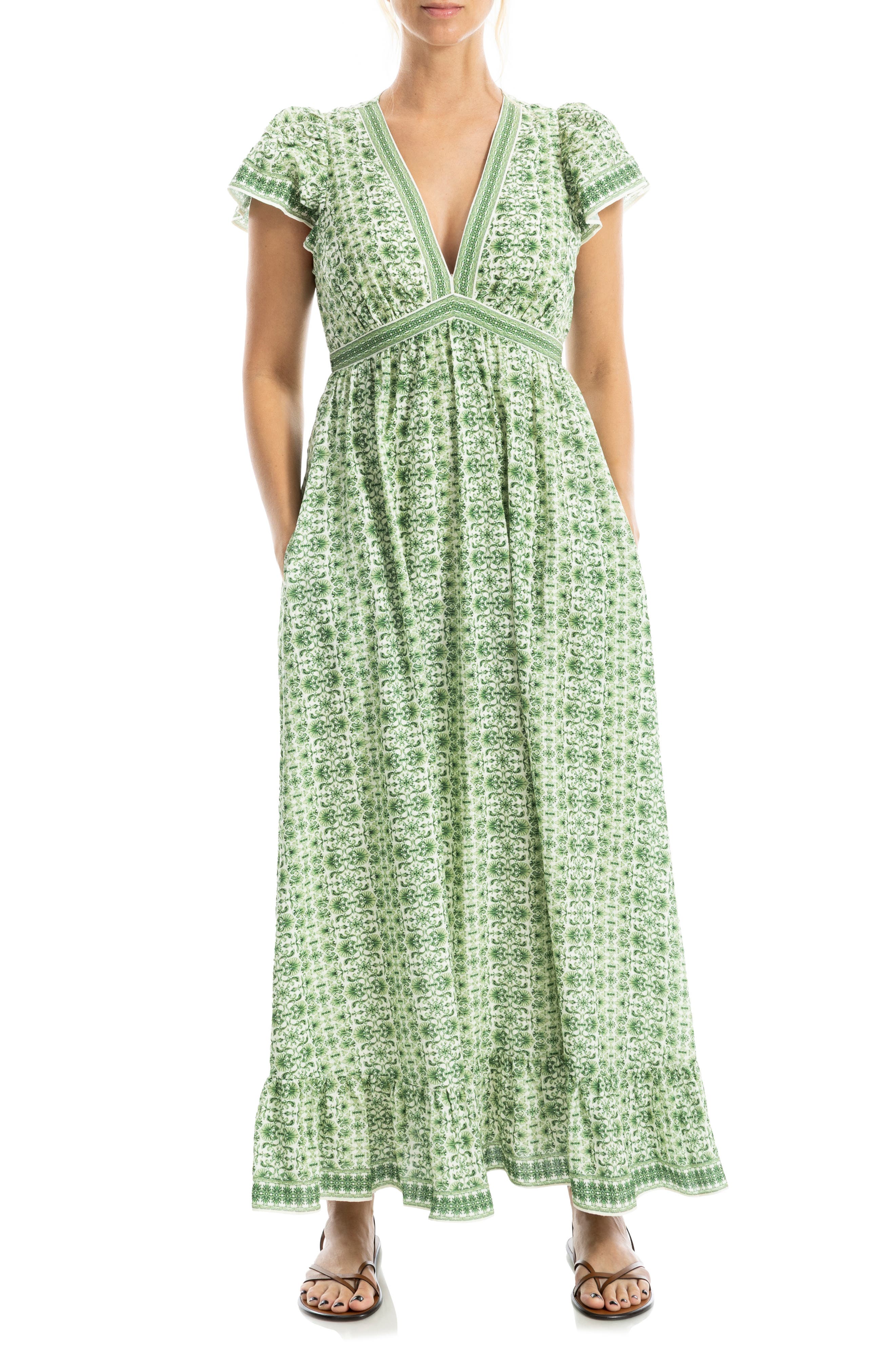 Floral Flutter Sleeve Maxi Dress - image 3