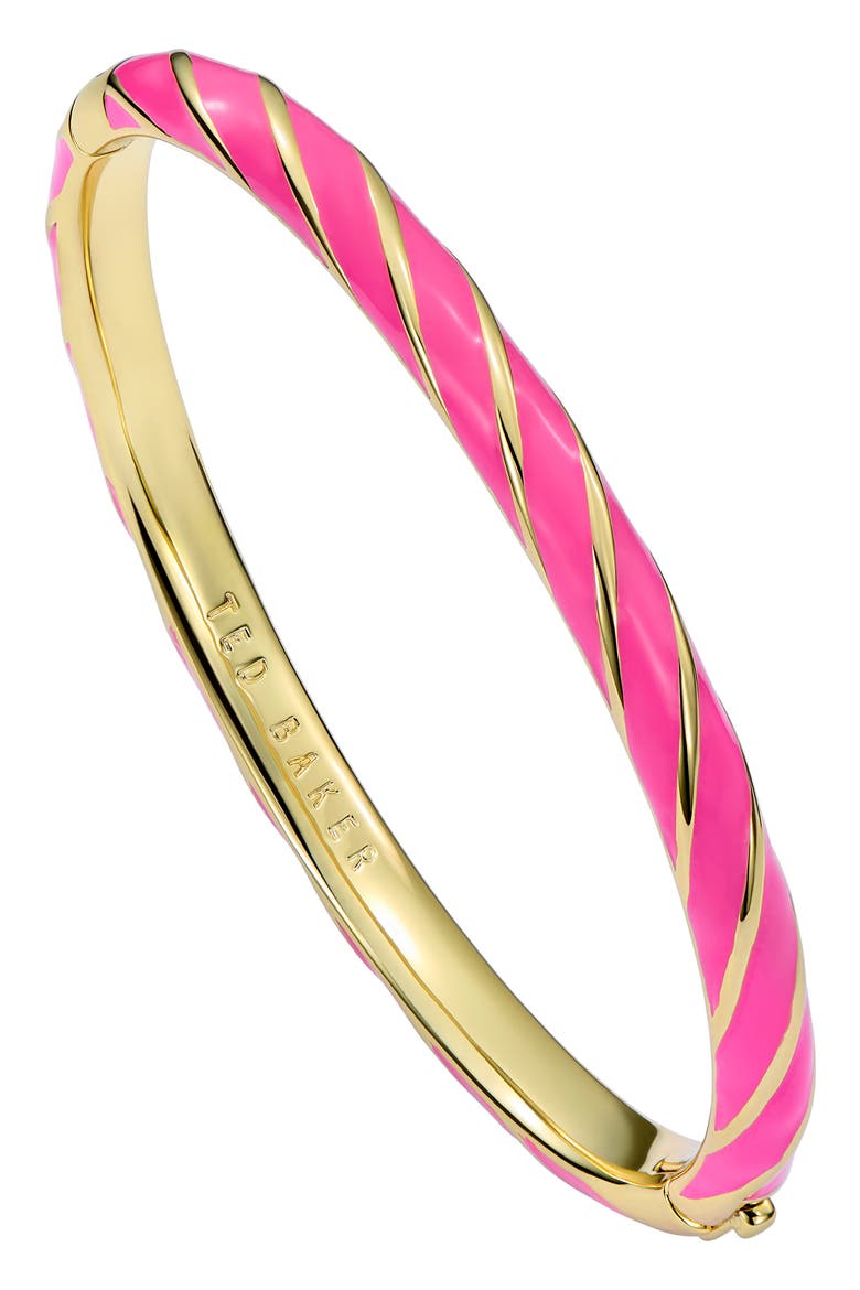 Trinity Twist Enamel Hinge Bracelet, Main, color, METALLIC GOLD/ BRIGHT PINK