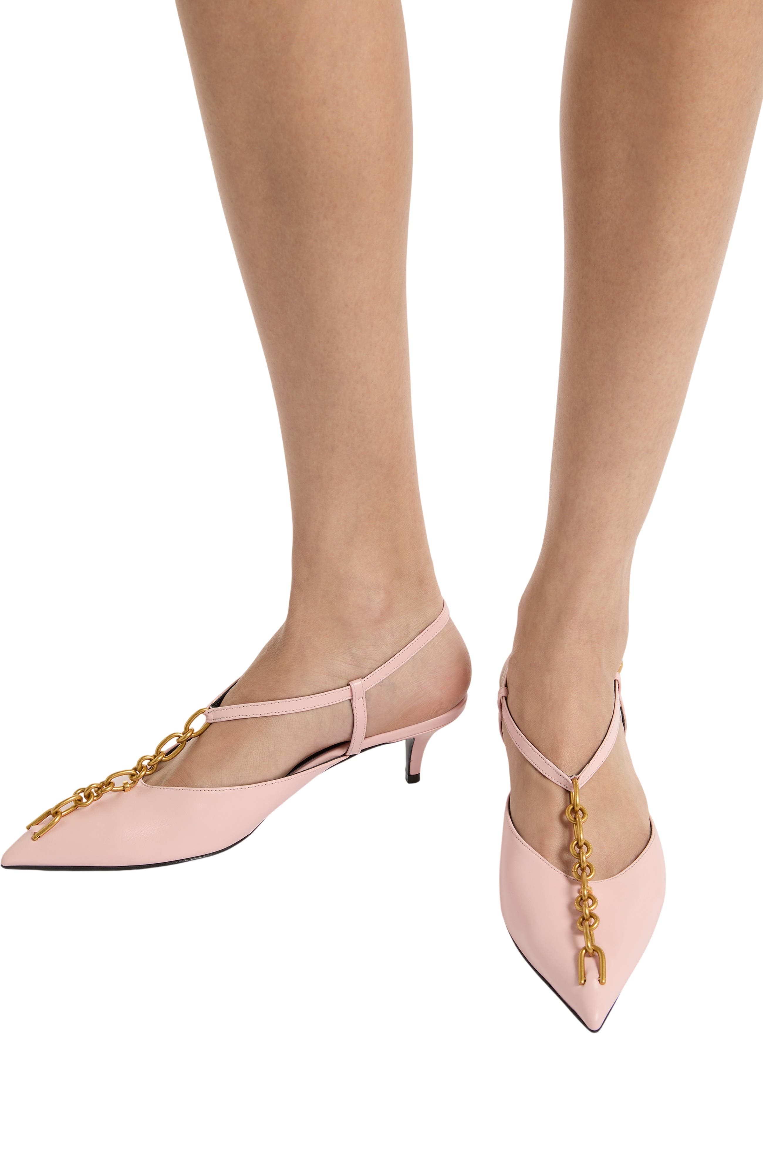 Sync chain kitten slingbacks in leather, Alternate, color, pink