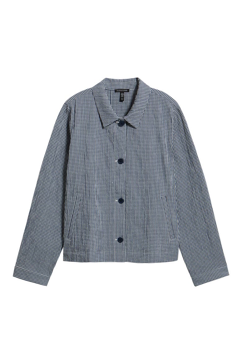 Check Stretch Cotton Jacket, Main, color, LIGHT DIVE