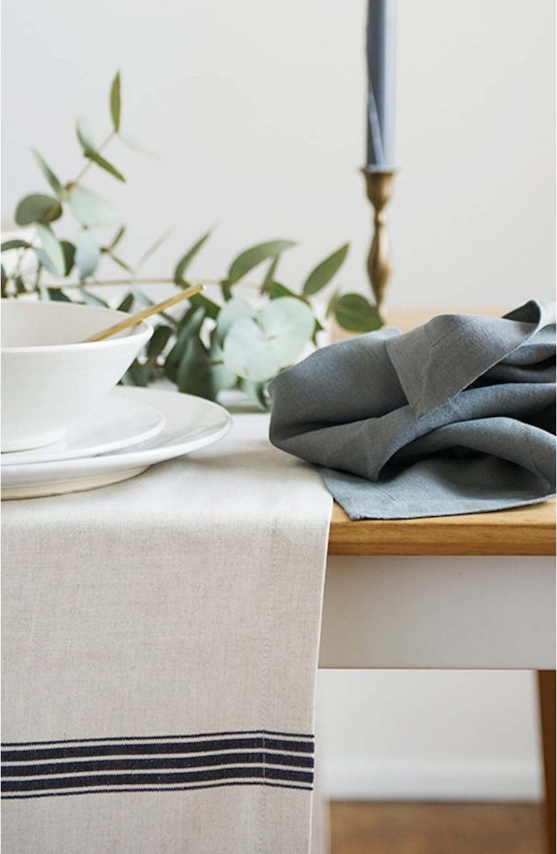 Mungo Provincial Tablecloth, Alternate, color, Natural/French Navy