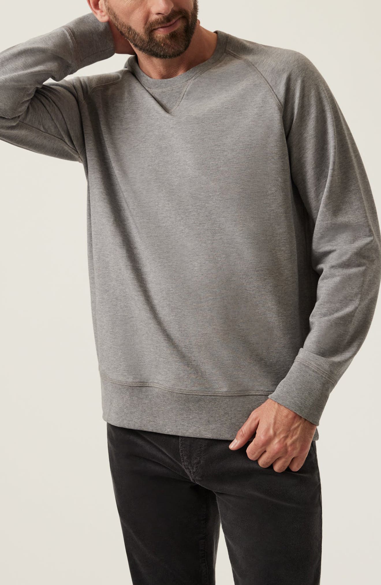 34 Heritage Stretch French Terry Crewneck Sweatshirt In Gray